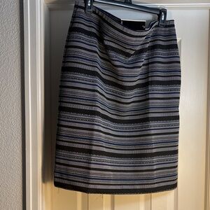 Striped Black, Blue and Gray Pencil Skirt - Women's